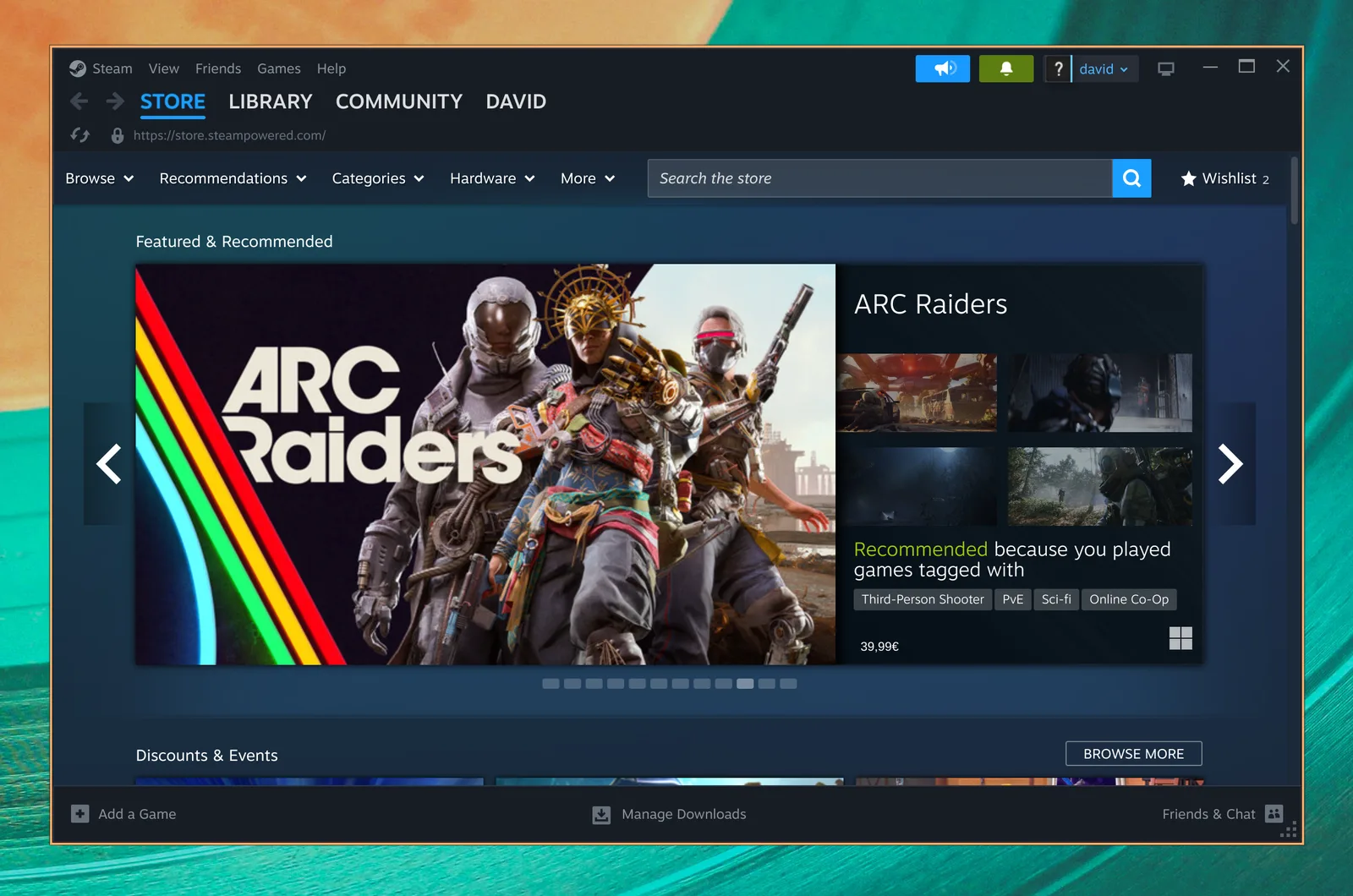 Steam แสดงร้านเกมบน Omarchy
